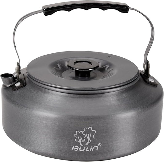 Bulin Camping Kettle, 1.6L Large Portable Stovetop Tea Kettle Fast Heating Boiling Hot Water for Open Fire Lightweight Coffee Pot with Anti-Scald Handle & Carry Bag for Outdoor Hiking Picnic Travel