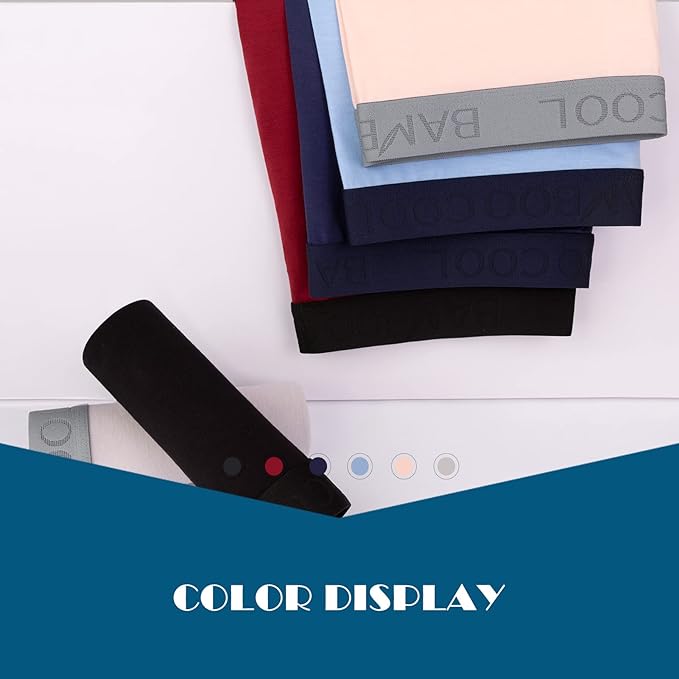 BAMBOO COOL Men's Underwear Boxer Briefs Fly with Built-in 3D Pouch Comfortable Cool Underwear for Men 4 Pack