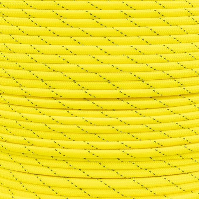 Paracord Planet Reflective 550lb Paracord – 7 Strand Type III Nylon Parachute Cord for Outdoor Visibility, Hiking, and Crafting – 30+ Colors and 4 Length Options