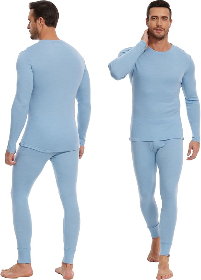MERINNOVATION Merino Wool Base Layer Set for Men 100% Merino Wool Thermal Underwear Long Sleeve