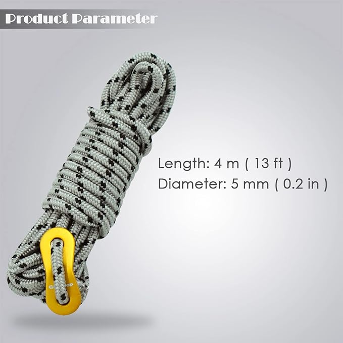 GEERTOP 6 Pack 5 mm Guy Lines Ultralight Tent Cords with Aluminum Adjuster Tensioner Outdoor Camping Guylines Ropes for Tent Tarp, Canopy Shelter, Climbing, Hiking Backpacking Survival Gear