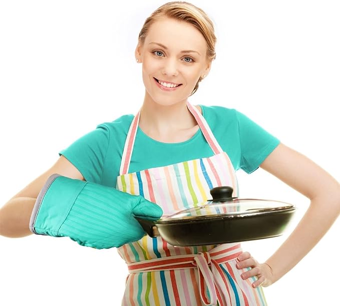 Oven Mitts and Pot Holders Set, 4-Piece Heat Resistant Kitchen Set with Pocket Style Hot Pads & Silicon Non-Slip, Quilted Insulated Oven Gloves for Baking, BBQ, Grilling (Assorted Colors)