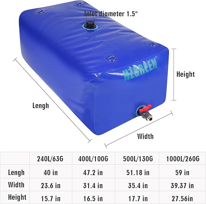Water Bladder 400L/100G Water Tank Storage Container Foldable Portable Large Capacity Soft Bag Suitable for Outdoor Easy to Carry Out