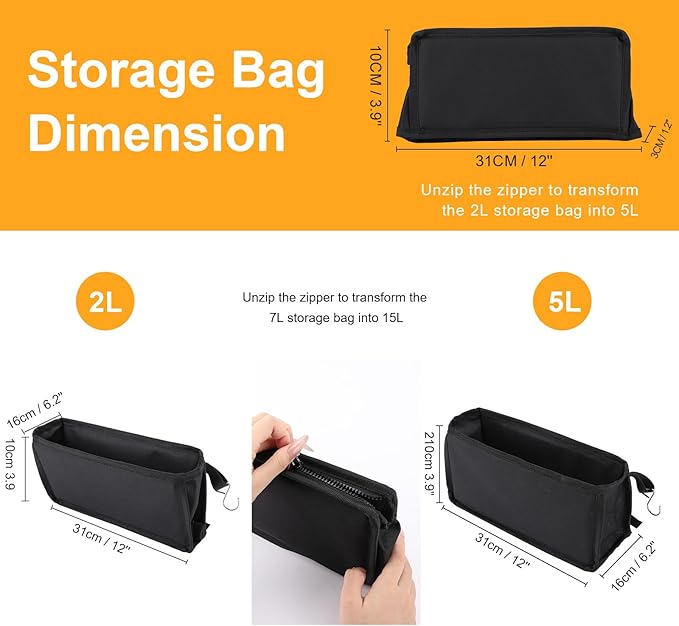 Grill Table Folding Table with 2 Wing Panels 3FT+1.4 FT with with 1×2/5 L Storage Bag Mesh Desktop 2 Height Adjustable Portable Grill for Outdoor Indoor Beach BBQ Picnic Travel RV Black