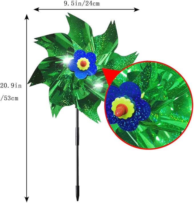 Sparkly Reflective Pinwheels with Stakes, Colorful Wind Spinners Outdoor Bird Scare Devices, Foil Pin Wheel Holographic Whirl Windmill for Yard Garden Decor Garden Wind Spinner 6 Packs