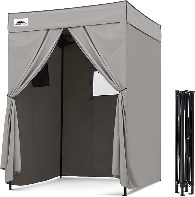 EAGLE PEAK Flex Compact 5x5 Pop-up Canopy Changing Room, Portable Privacy Dressing Room for Indoor Fashion Photoshoots, Camping, or Pool, Gray