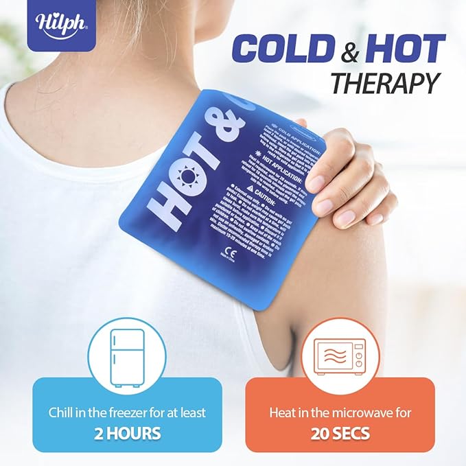 Hilph Reusable Ice Packs for Injuries, 2 Packs Soft Hot and Cold Gel Ice Packs with Adjustable Strap, Flexible Ice Wrap for Joints & Muscle Pain for Back, Shoulders, Head, Legs & More (10.8" x 5.5")
