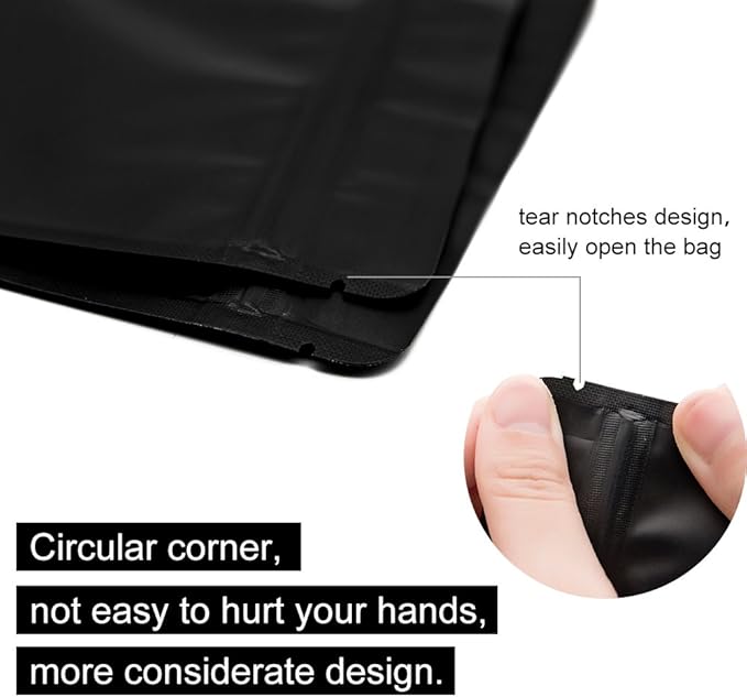 Matte Black Resealable Zip Mylar Bag Food Storage Aluminum Foil Bags Smell Proof Pouches 50pcs (5.1x8.1in)