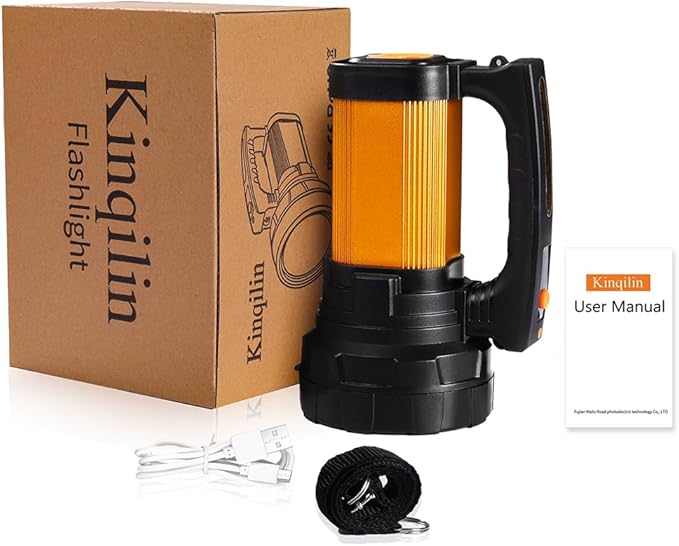 Flashlights High Lumens Rechargeable Spotlight with 1200 Lumen 30H Handheld Spotlight,IP67 Waterproof Rechargeable Flashlights Outdoor,3400mAh USB Charger for Camping Hunting