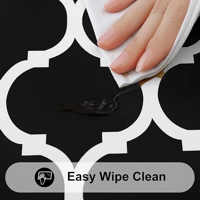 Smiry Rectangle Picnic Table Cover, Waterproof Elastic Fitted Camping Tablecloths for 5 Foot Tables, Wipeable Flannel Backed Vinyl Tablecloth Protector for Indoor, Outdoor (Black, 30x60 Inches)