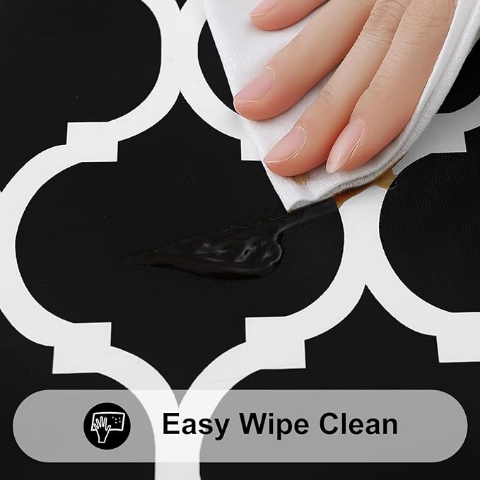 Smiry Rectangle Picnic Table Cover, Waterproof Elastic Fitted Camping Tablecloths for 6 Foot Tables, Wipeable Flannel Backed Vinyl Tablecloth Protector for Indoor, Outdoor (Black, 30x72 Inches)