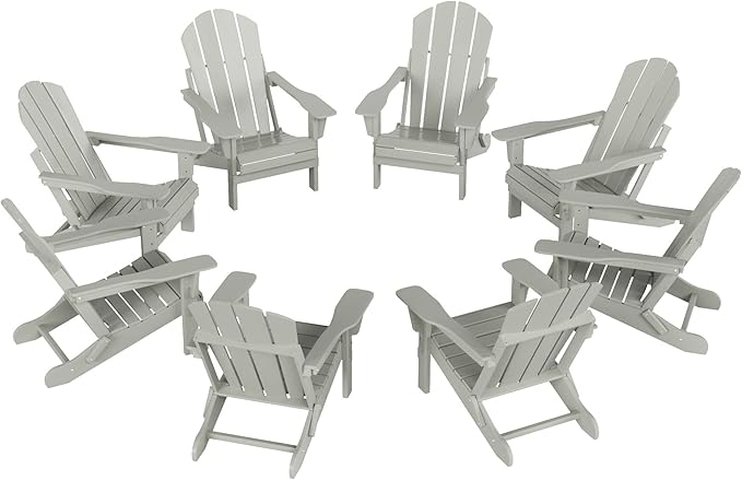 WestinTrends Malibu Malibu Outdoor Folding Poly Adirondack Chair (Set of 8), Sand