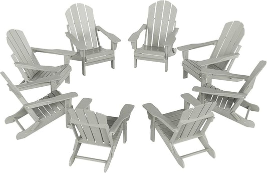 WestinTrends Malibu Malibu Outdoor Folding Poly Adirondack Chair (Set of 8), Sand