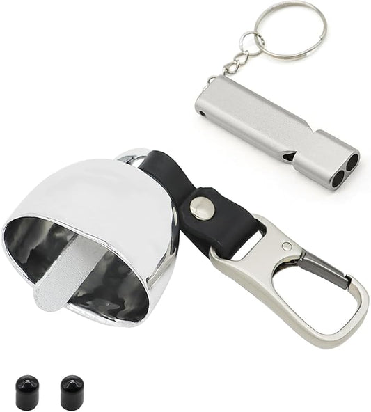 Loud Bear Bell with Silencer | Hiking Accessories | Emergency Whistle & Copper Bell for Hiking, Backpacking, Survival, Biking, Fishing, Climbing, Camping