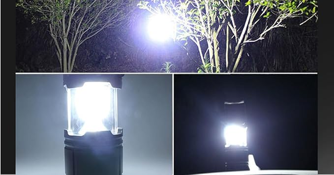 Lightahead Set of 4 Portable Outdoor LED Camping Lantern, Black, Collapsible. Great for Emergency, Tent Light, Backpacking (Without Battery)