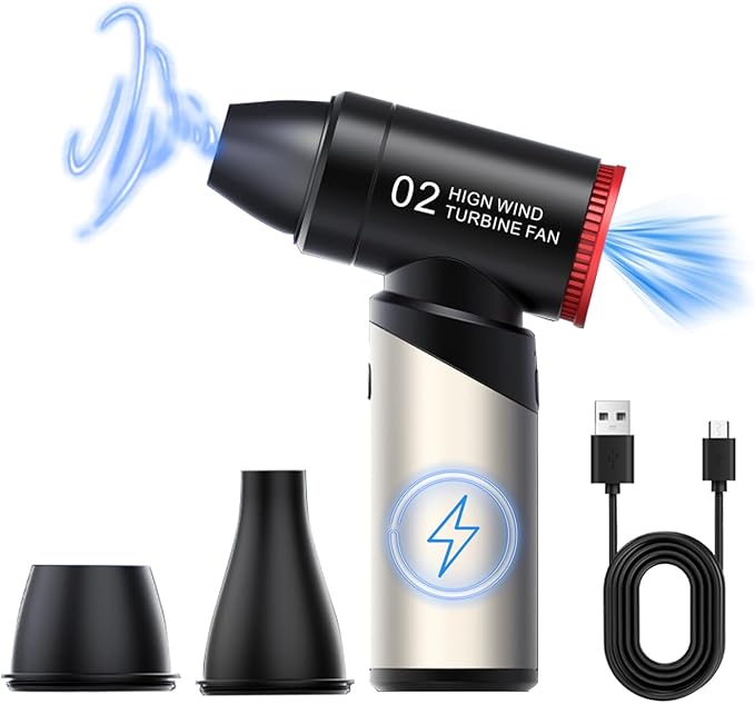 Powerful 110000RPM Electric Air Duster, Portable 3-Speed Cordless Blower with Blow & Exhaust Mode for Fast Car Drying, Deep Keyboard Cleaning, Air Conditioner, Camping Gear, Inflatables & BBQ