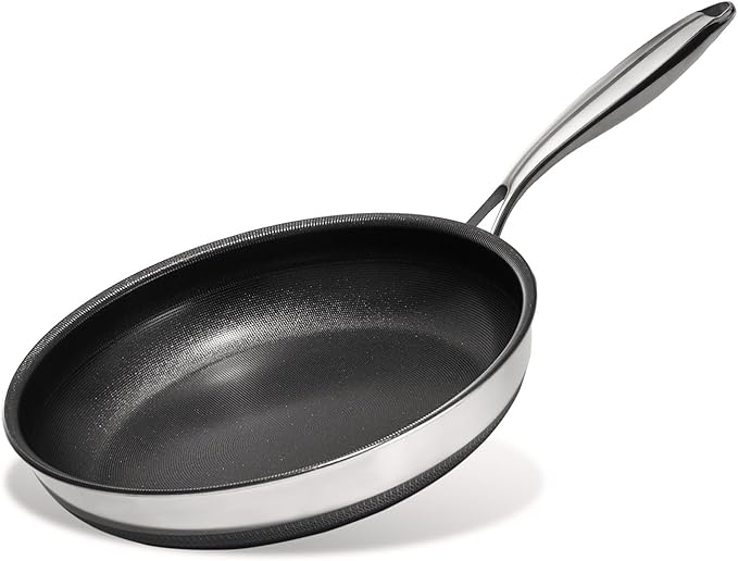 KITEXPERT Non Stick Frying Pans without Lid, 8" Titanium Ceramic Pan Nonstick Stainless Steel Skillet, PFAS PFOA & PTFE Free, Quick-Cool Handle, Dishwasher & Oven Safe, Compatible with All Cooktops