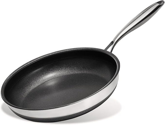 KITEXPERT Non Stick Frying Pans without Lid, 8" Titanium Ceramic Pan Nonstick Stainless Steel Skillet, PFAS PFOA & PTFE Free, Quick-Cool Handle, Dishwasher & Oven Safe, Compatible with All Cooktops