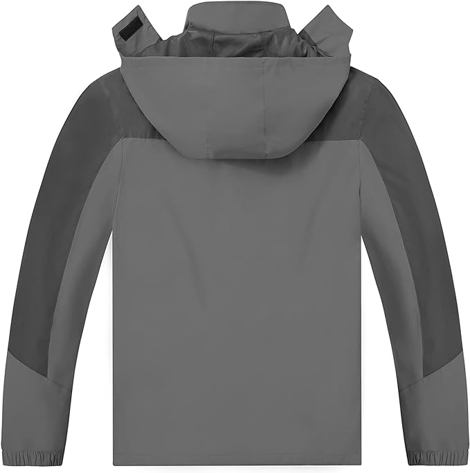 TEZO Mens Rain Jacket Waterproof with Hooded Hiking Coat Lightweight Windbreaker