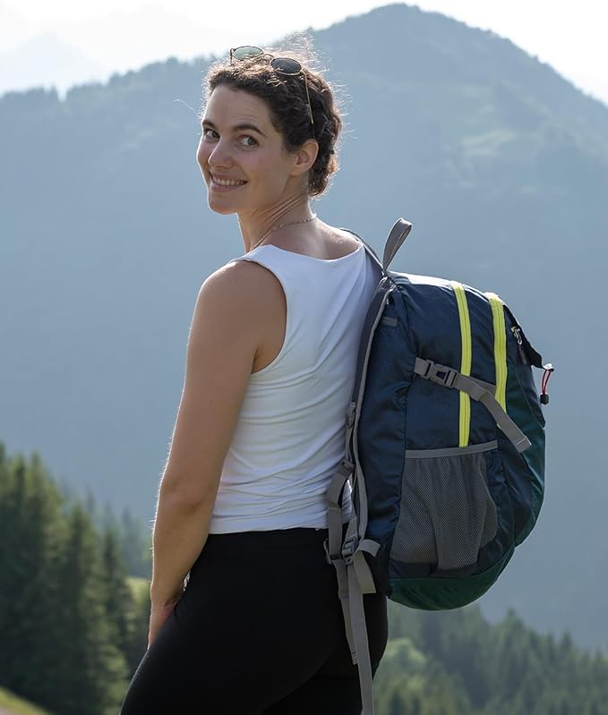 WATERFLY Lightweight Packable Hiking Backpack: 30L Foldable Travel Daypack Ultralight Camping Day Pack for Woman Man