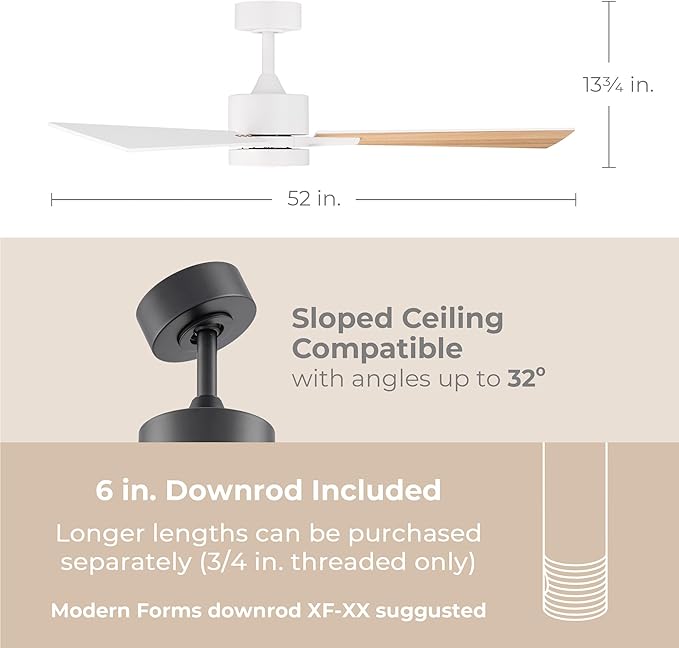 Bali Smart 3-Blade 42in Ceiling Fan 2700K-6000K CCT Selectable LED Light Kit with Remote Control and Black Hardware with Reversible Blades in Weathered Wood or Black Works With iOS or Android App