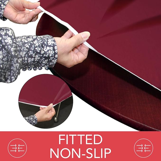 LAMINET Elastic Fitted Table Cover - Basketweave (RED) - Oblong/Oval - Fits Tables up to 48 x 68”