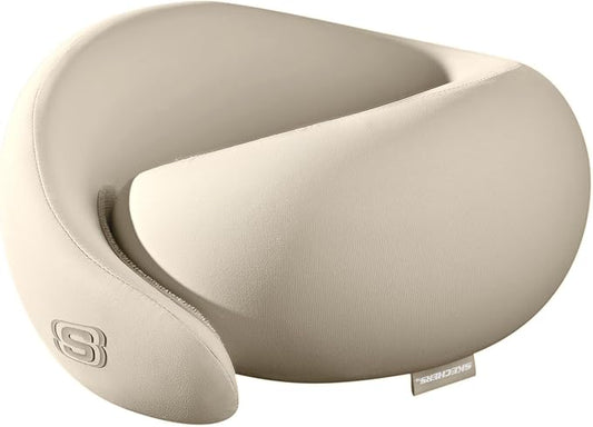 Skechers Memory Foam Travel Pillow,Comfortable & Breathable Airplane Travel Essential, Neck Pillow for Travel, Car Rides, Home, and Office Use, Ergonomic Design for Men and Women,Beige