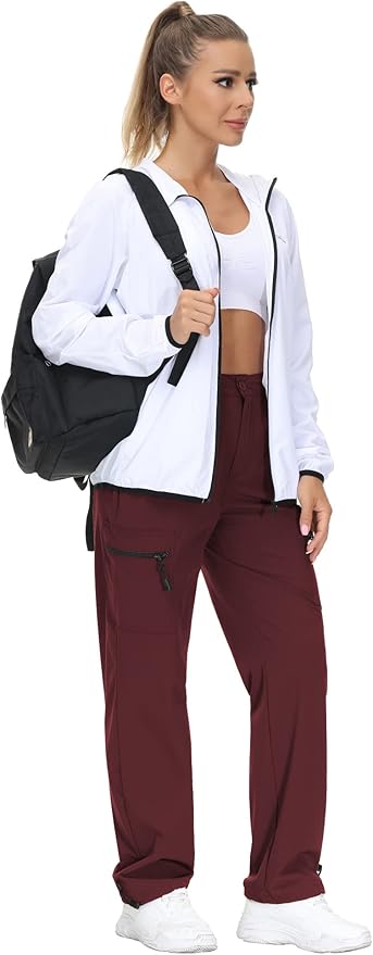 VVK Women's Hiking Cargo Pants Lightweight Quick Dry Outdoor Athletic Pants Camping Climbing Golf Zipper Pockets