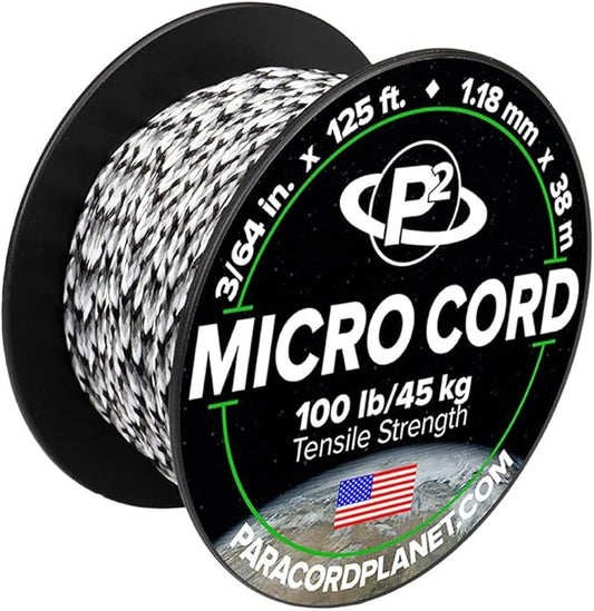 Paracord Planet Micro Paracord – Thin Braided Cord for Crafting, Fishing, and DIY Projects in 125 ft Spools – Urban Camo