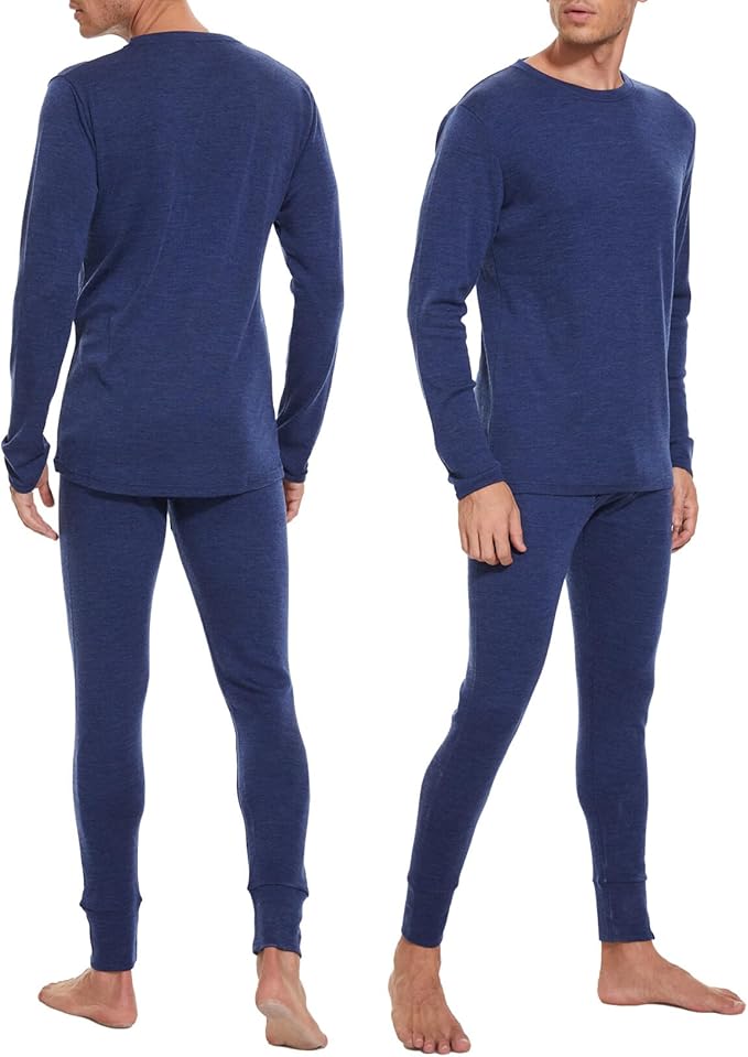 MERINNOVATION Merino Wool Base Layer Set for Men 100% Merino Wool Thermal Underwear Long Sleeve