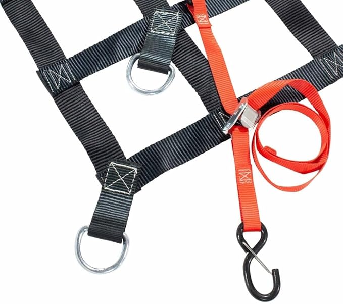 Mytee Products 6' x 8' Heavy Duty Cargo Net for Pickup Truck Bed with D Rings Tie Down Fittings - Durable Truck Bed Cargo Net with 6 Cam Buckle Tie Down Straps for Adjusment