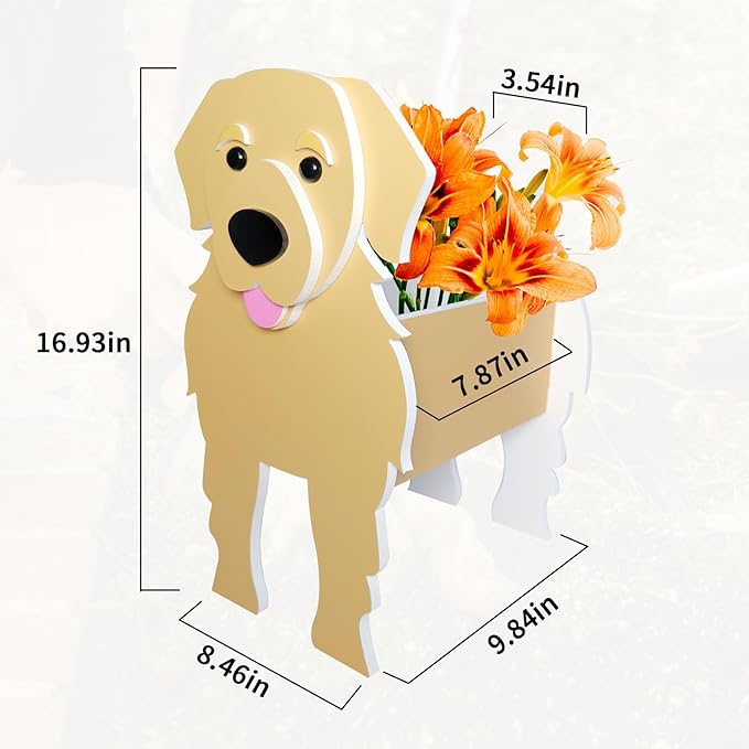 Golden Retriever Planter, Pet Shape Garden Pots Plant Pots for Indoor/Outdoor Gardens Decoration, Cute, Surprise Gifts/Souvenirs for Pet Lovers (Large)