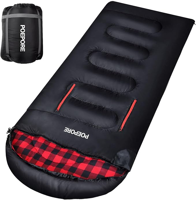 Flannel Sleeping Bag Cotton 0 Degree Cold Weather for Adults XXL Wearable Sleeping Bag 4 Seasons Waterproof with Compression Sack