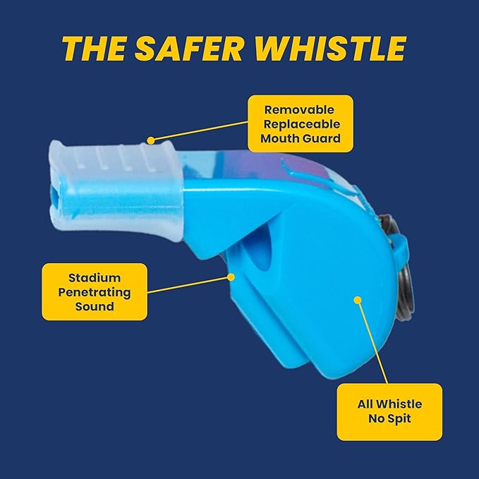 The Protector Whistle P51 - Coach Whistle - Official Whistle for Sports, Removable Cushioned Mouth Grip, Loud Safety Whistle for Adults with Breakaway Lanyard - Emergency Whistle Teacher Lifeguard