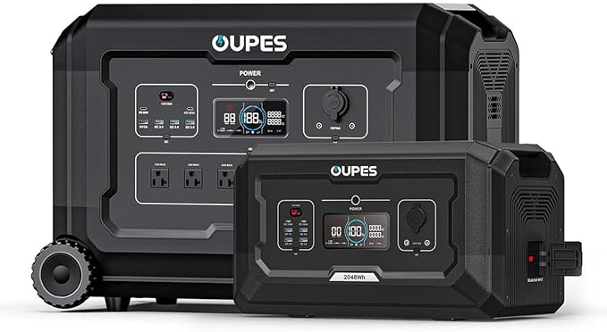 OUPES Mega 3 3600W Portable Power Station with 2048Wh Extra B2 Battery, 5120Wh Lifepo4 Power Station, Home Battery Backup with Expandable Capacity, Solar Generator for Home Use, Blackout, Camping, RV
