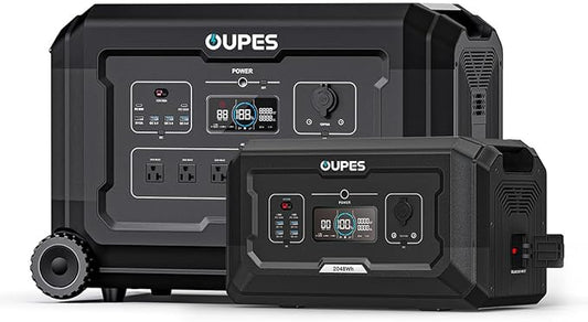 OUPES Mega 3 3600W Portable Power Station with 2048Wh Extra B2 Battery, 5120Wh Lifepo4 Power Station, Home Battery Backup with Expandable Capacity, Solar Generator for Home Use, Blackout, Camping, RV