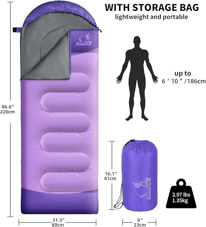 Sleeping Bags for Adults Kids - 3 Season Cold&Warm Weather Waterproof Camping Sleeping Bags - Lightweight Sleeping Bags for Camping Hiking Outdoor Travel