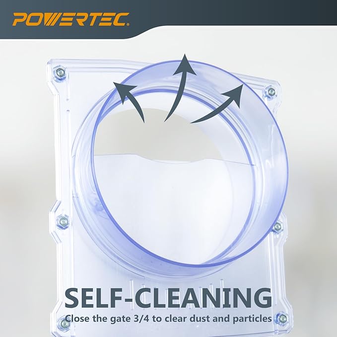 POWERTEC 6 inch Blast Gate, Clog Resistant & Anti Gap Tapered ABS Plastic Fitting for Dust Collector, Dust Collection Fittings, Dust Collection Hose, Shop Vac, Hose Clamps, 1PK (70442)