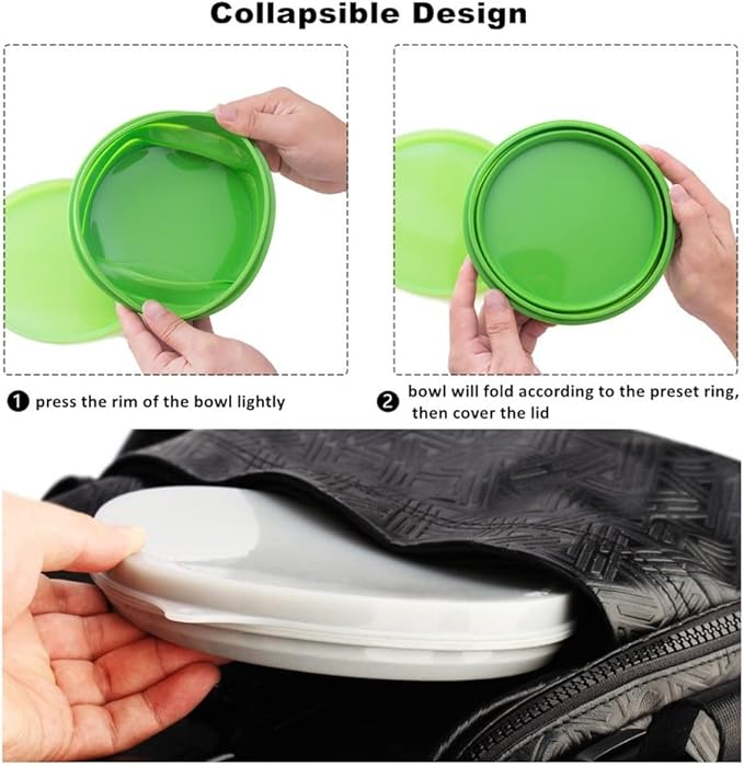 IYYI ME.FAM Silicone Collapsible Bowl with Lid - 800ML Folding Travel Bowl for Camping, Hiking - Heat Resistant