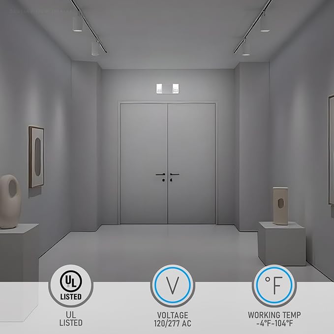 TORCHSTAR LED Emergency Lighting, Commercial Emergency Lights with Battery Backup, UL Listed, Two Square Heads, AC 120/277V, Hardwired Emergency Exit Light Fixtures for Business, Pack of 2