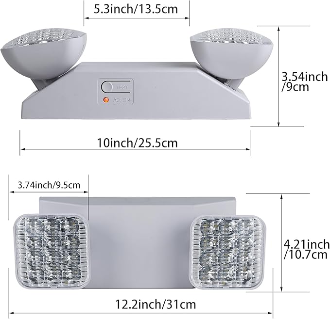 LED Emergency Lights for Business Home Power Failure,4Hours 300lm Automatic Battery Backup,Rechargeable Emergency Exit Lighting Fixtures,Hardwired, UL 924 AC85-277V