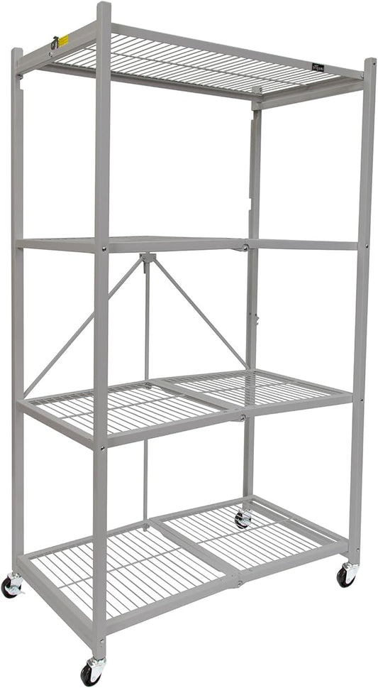 Origami 4-Tier Storage Shelves on Wheels, Steel Shelving Holds 1000 pounds, Heavy Duty Garage Storage & Organization, Closet Organizer, Utility Shelf