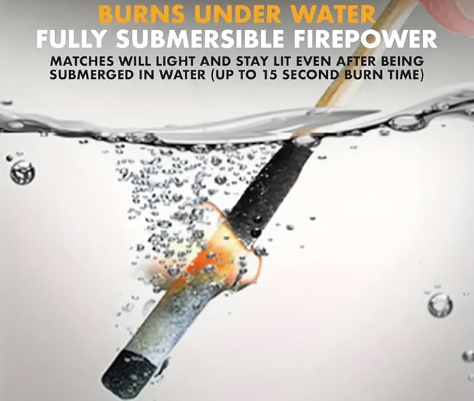 Survival Waterproof Matches Kit – 20/40/60 Fire Matches + Extra Striker in Metal Tin, Waxed Tinder Cords – Stormproof Windproof Fire Starter for Camping & Emergency (1 x Tin)