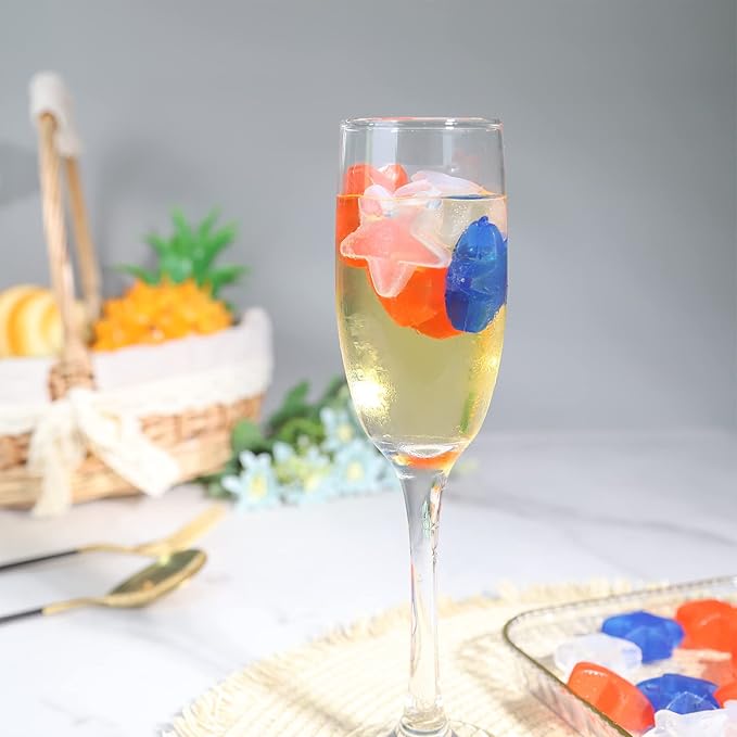 Reusable Ice Cubes Star, 60 Pack, Colorful for Drinks, Whiskey, Vodka or Coffee, Washable Non-Melting Ice Cubes Non-Diluting(Star)