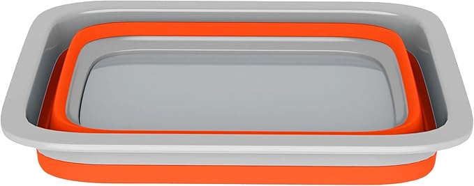 Collapsible Ice Bucket - 10-Liter Portable Outdoor Multi-Use Basin, Dish Tub, and Storage Basket for Camping and Tailgating by Wakeman (Orange)