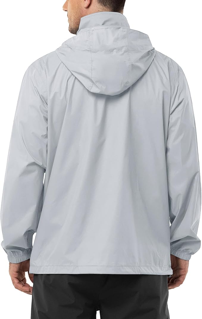 Outdoor Ventures Men's Rain Jacket Waterproof Lightweight Packable Rain Shell Raincoat with Hood for Golf Hiking Travel