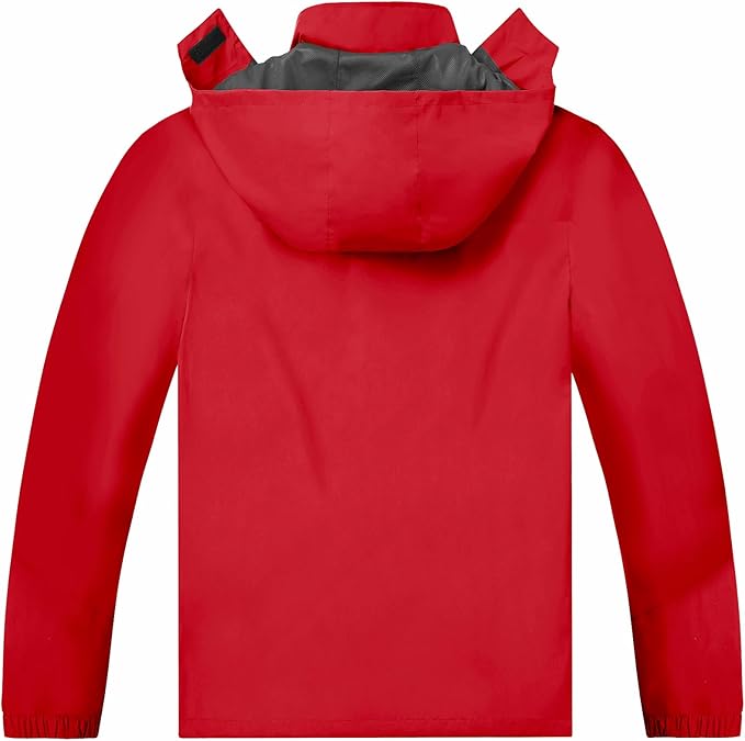 TEZO Mens Rain Jacket Waterproof with Hooded Hiking Coat Lightweight Windbreaker