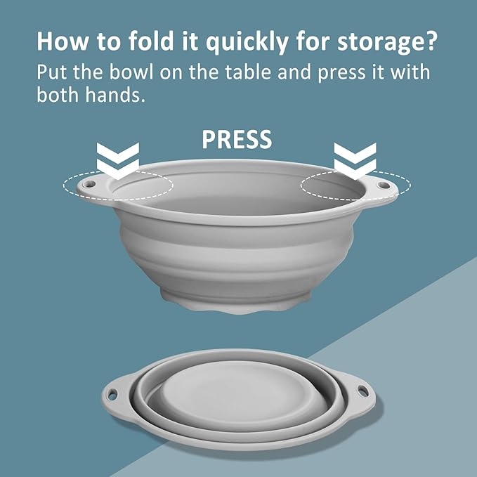 Silicone Collapsible Bowl 88oz Large Camping Bowl Outdoor Hiking Travel Silicone Food Storage Container (Light Purple)