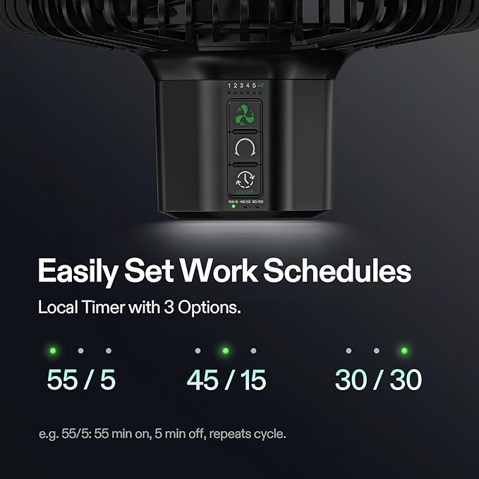 VIVOSUN 2-Pack AeroWave E6 Gen2, Grow Tent Clip Fan 6”, EC Motor, Smart Control, Powerful Oscillating Fan, Local Timer, Weatherproof IP54, for Hydroponics Circulation Cooling, Black