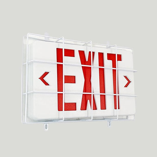 TANLUX Exit Sign with Steel Wire Guard, Wall Mounted Emergency Exit Light with Protective Cover